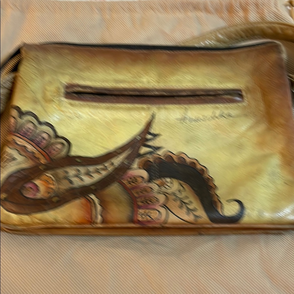 Anuschka Tan and Brown Artistic Crossbody Bag